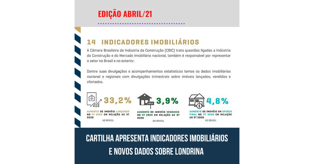 Edição de abril da Cartilha apresenta Indicadores Imobiliários e novos dados sobre Londrina
