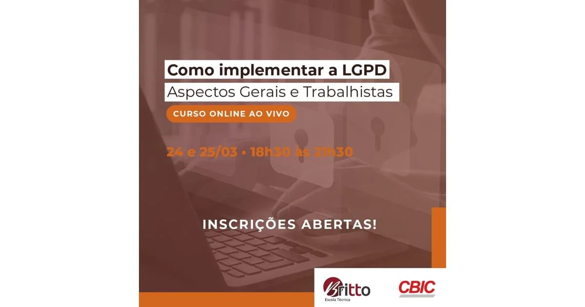 Abertas as inscrições para curso online sobre LGPD nos dias 24 e 25/03