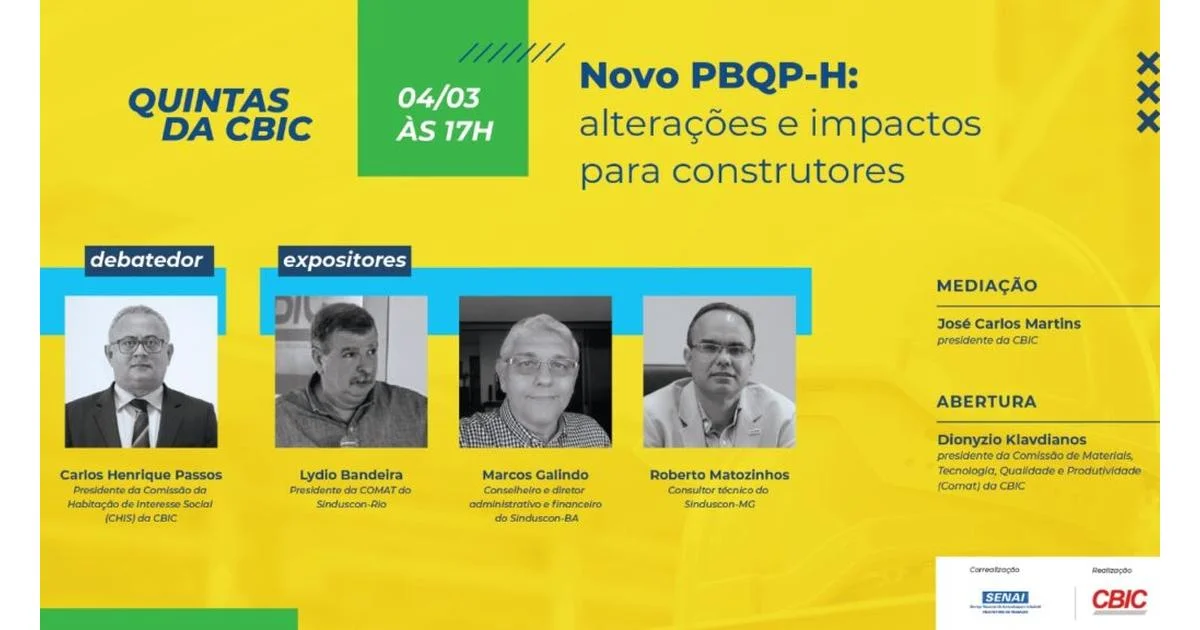 Novo PBQP-H: alterações e impactos para construtores em debate no dia 04/03