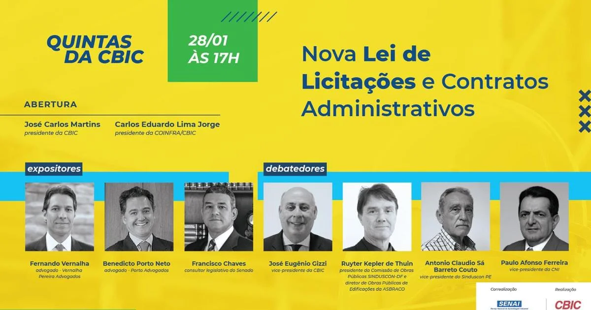 Nova Lei de Licitações e Contratos Administrativos abre debates do 'Quintas da CBIC' de 2021