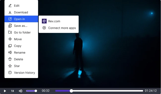 Animated illustration showing two devices with play icons and arrows indicating video syncing progress
