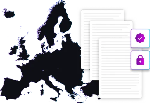 Stylized GDPR shield and padlock symbol representing data protection and privacy compliance