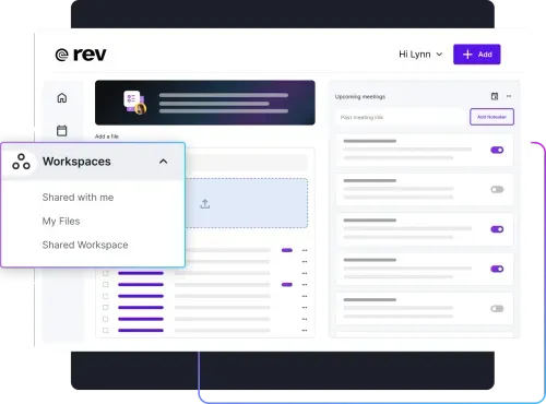 Workspace dashboard mockup showing charts, kanban columns, task lists, and team avatars