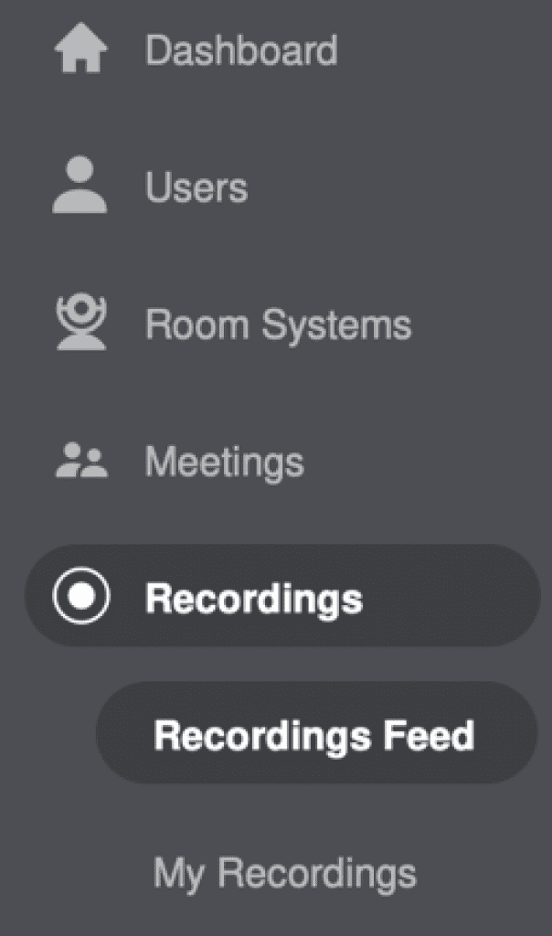 Recording feed button on Lifesize platform