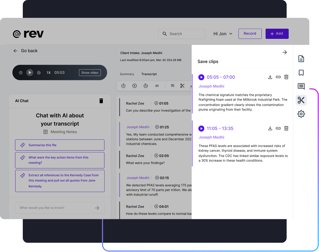 clip sharing product preview on the rev platform