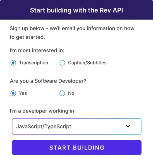 A snapshot of Rev's AI Chat feature that reads "Chat with AI about your transcript" and shows feature options below.