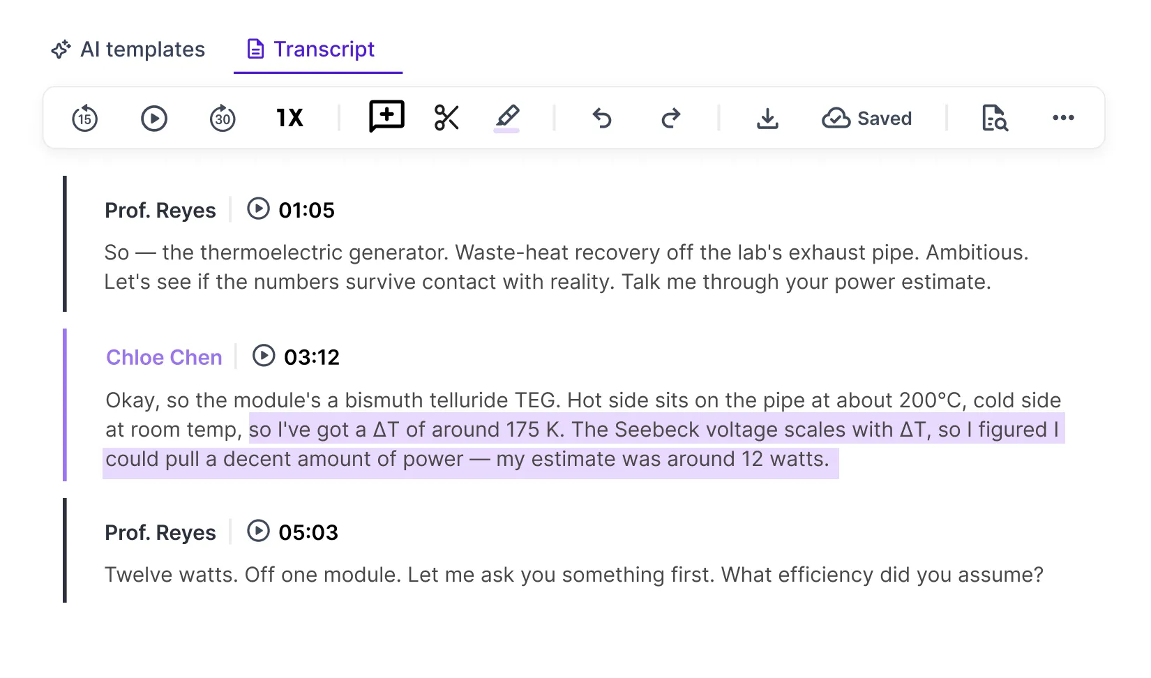 Transcript of a discussion about a bismuth telluride thermoelectric generator estimating about 12 watts power.