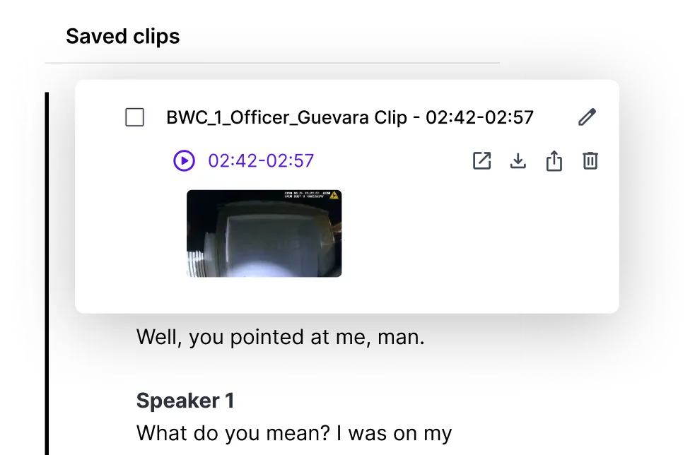A snapshot of Rev's AI Chat feature that reads "Chat with AI about your transcript" and shows feature options below.