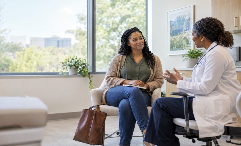 Black woman preparing for a primary care appointment with a clinician in Silver Spring, Maryland