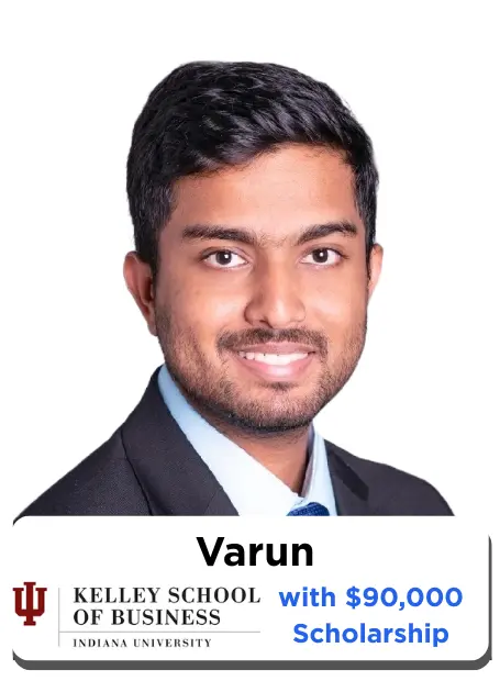 WhatsApp message from Varun — successful MBA admit