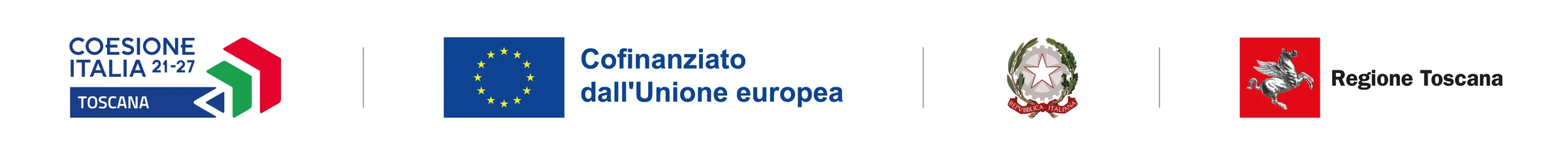 Coesione Italia 21-27 Toscana, Cofinanziato dall'Unione europea, Repubblica Italiana, Regione Toscana