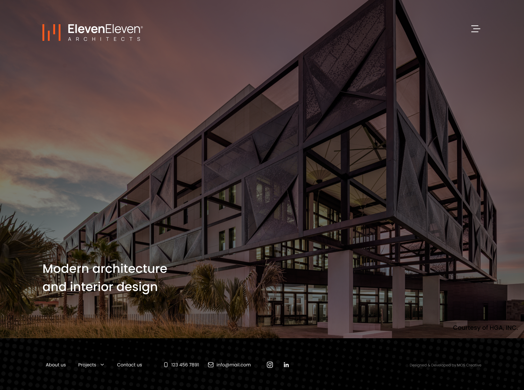 ElevenEleven Architects website homepage design by MOS Creative