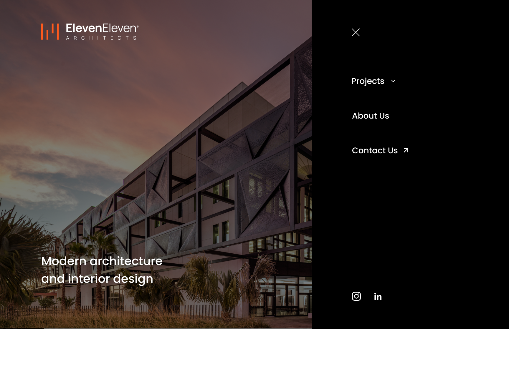 ElevenEleven Architects website sector section design