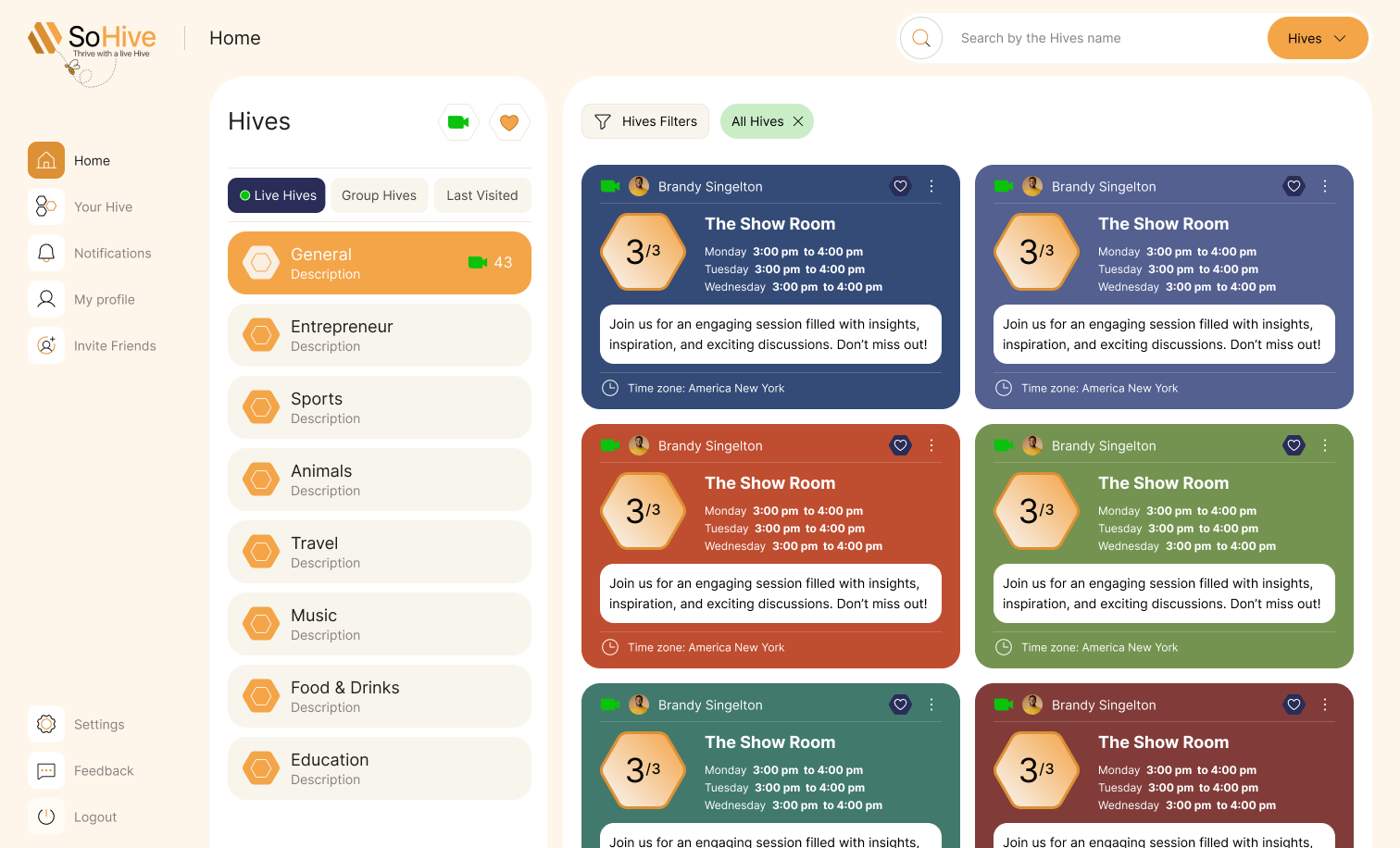 SoHive web app dashboard design