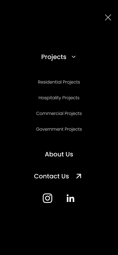 ElevenEleven Architects mobile menu design