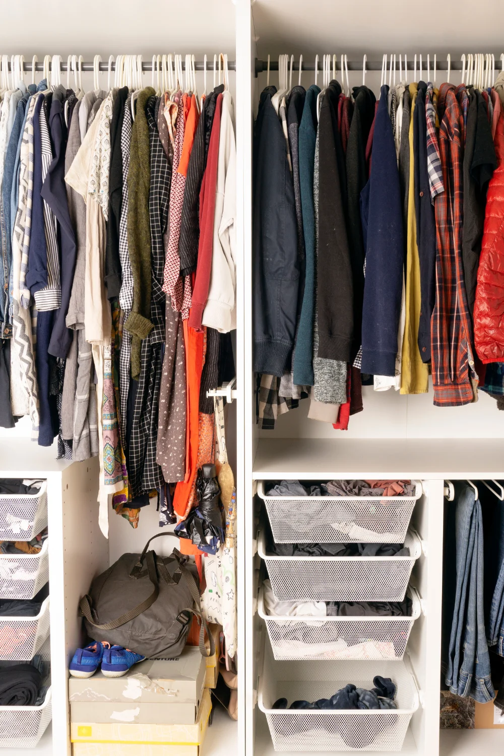 Storage of garments in closet