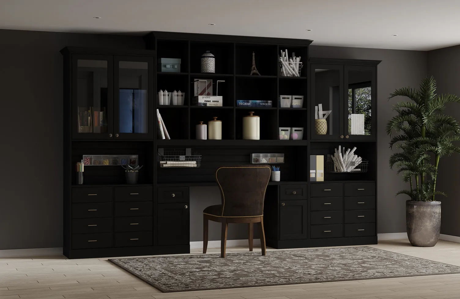 Closet World Colonial Home Office in Black Signature Finish