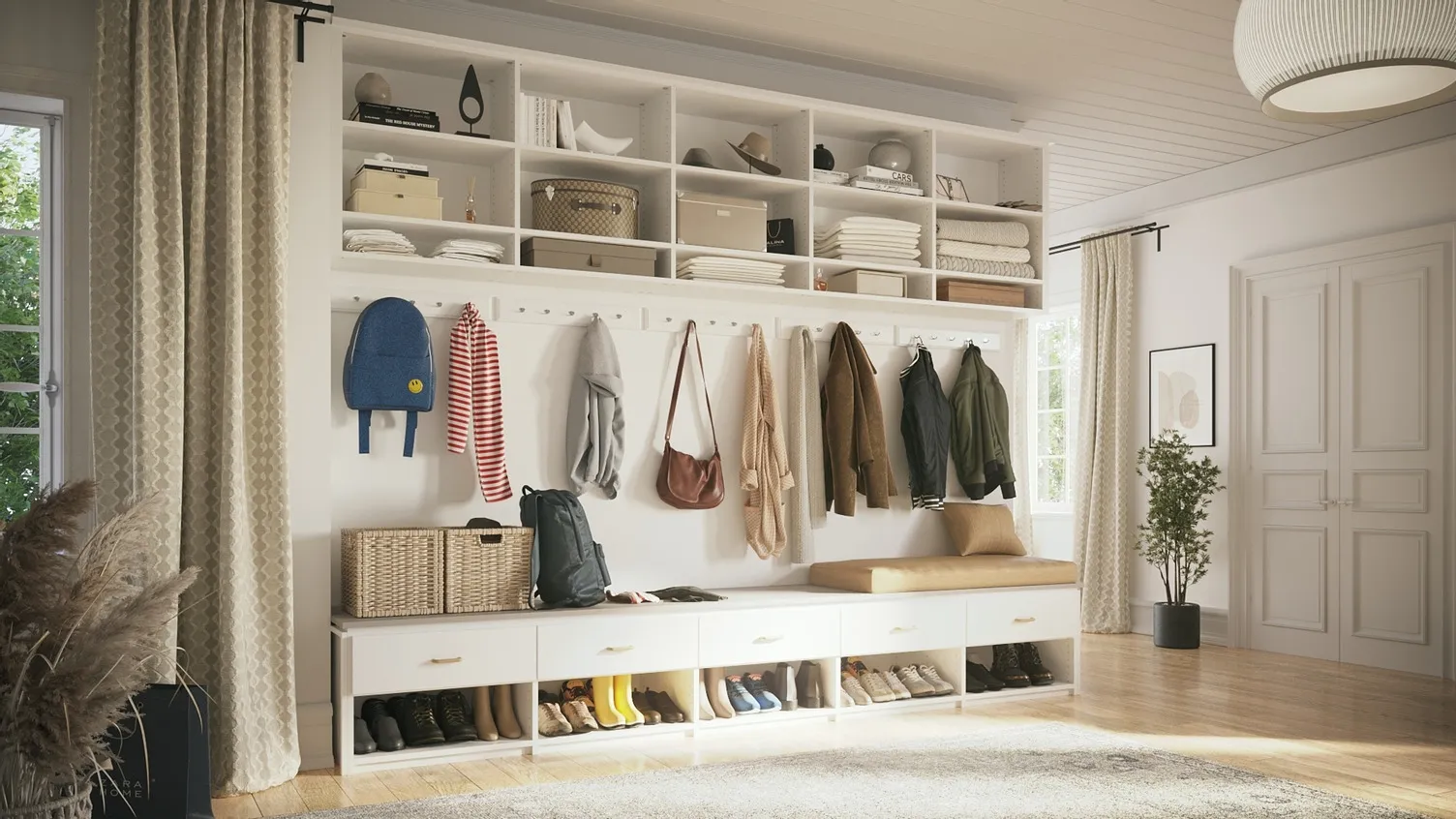 Closet World Contemporary Mudroom in White Solid Finish