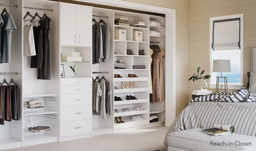 Closet World Transitional Reach In Closet in White Signature Finish