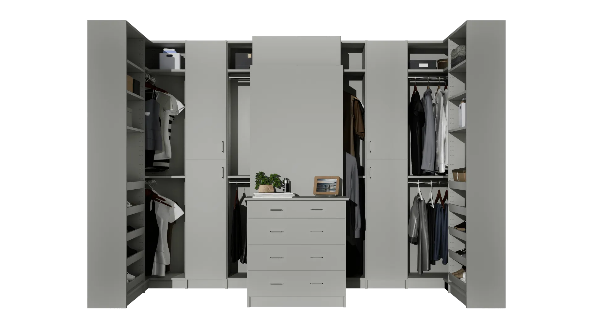 Closet World Walk In Closet in Dark Grey Essentials Finish