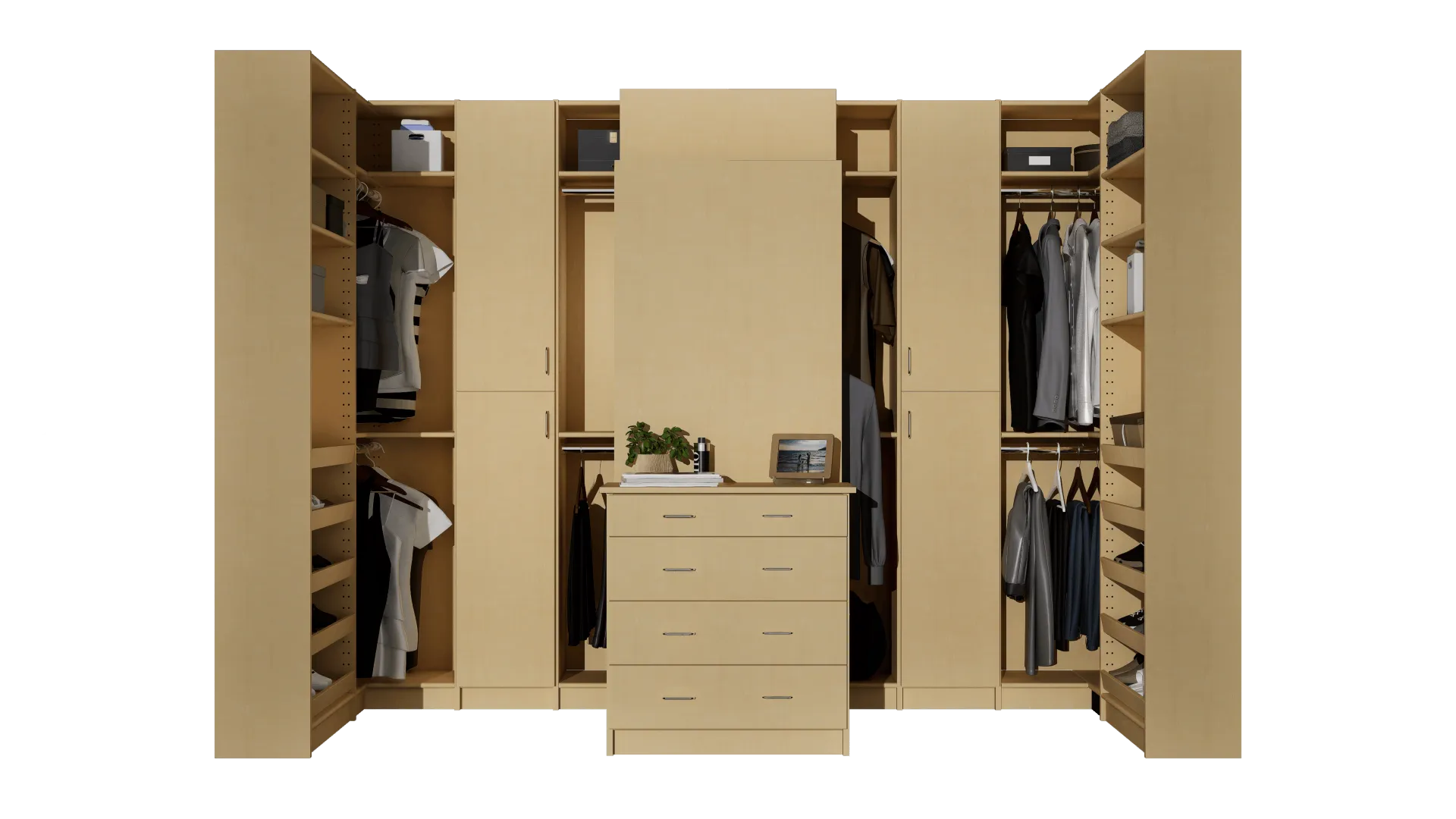 Closet World Walk In Closet in Hard Rock Maple Signature Finish