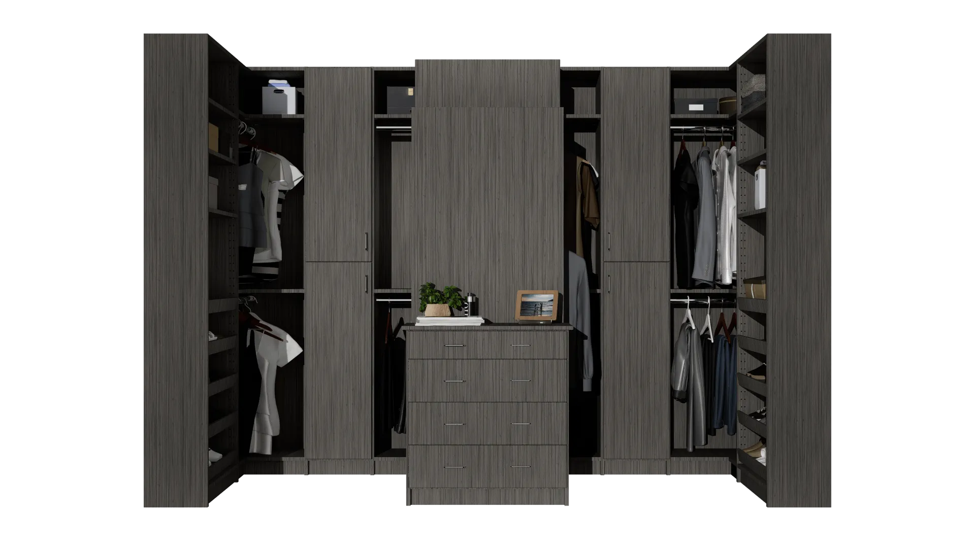 Closet World Walk In Closet in Oyster Pine Signia Finish