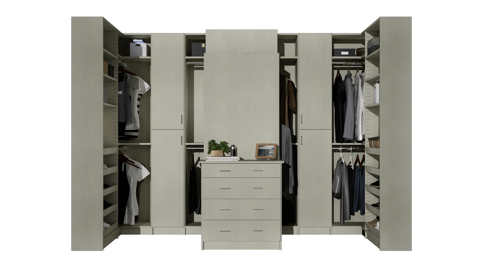 Closet World Walk In Closet in River Rock Signia Finish