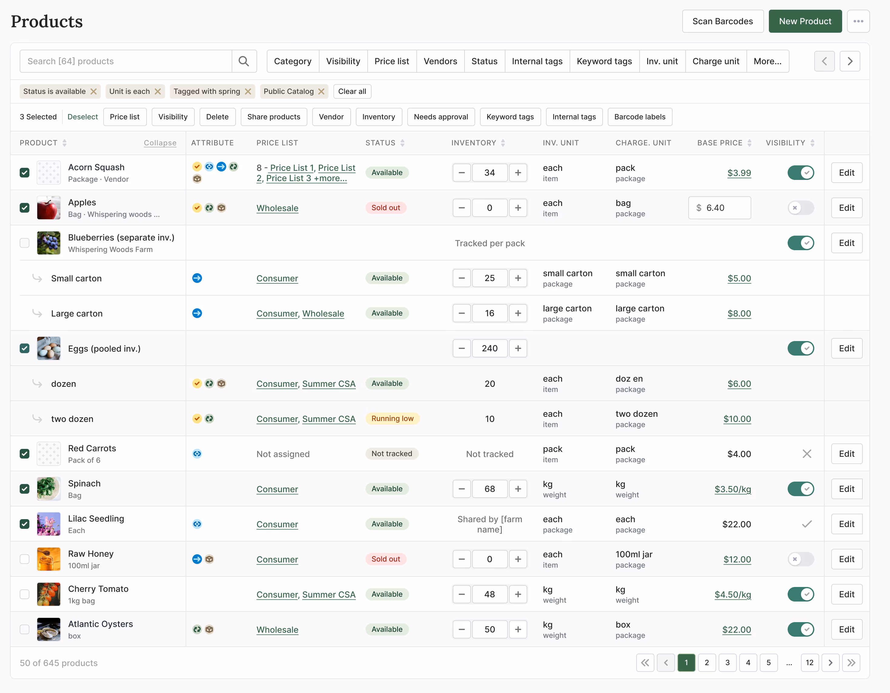 Inventory software to sell meat online