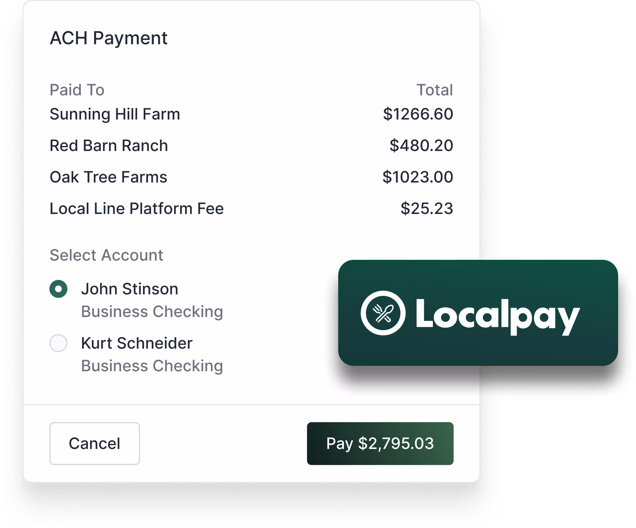 ACH payment checkout