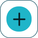 Blue rounded square icon with a white plus sign in the center.