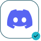 Discord logo inside a rounded square with a checkmark in the bottom-right corner.