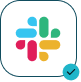 Slack app icon with a blue verification checkmark badge.