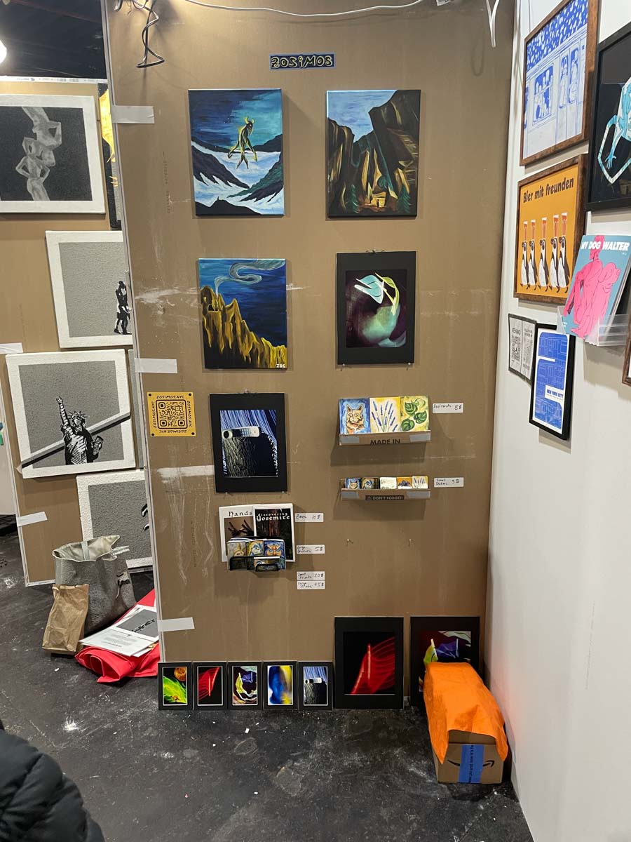 Pancakes & Booze Exhibition Event, art on wall.