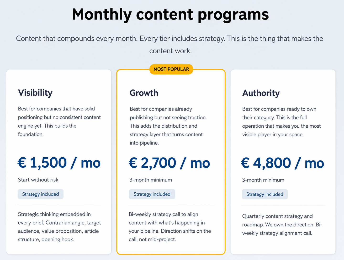 Zmist & Copy's three monthly content programs