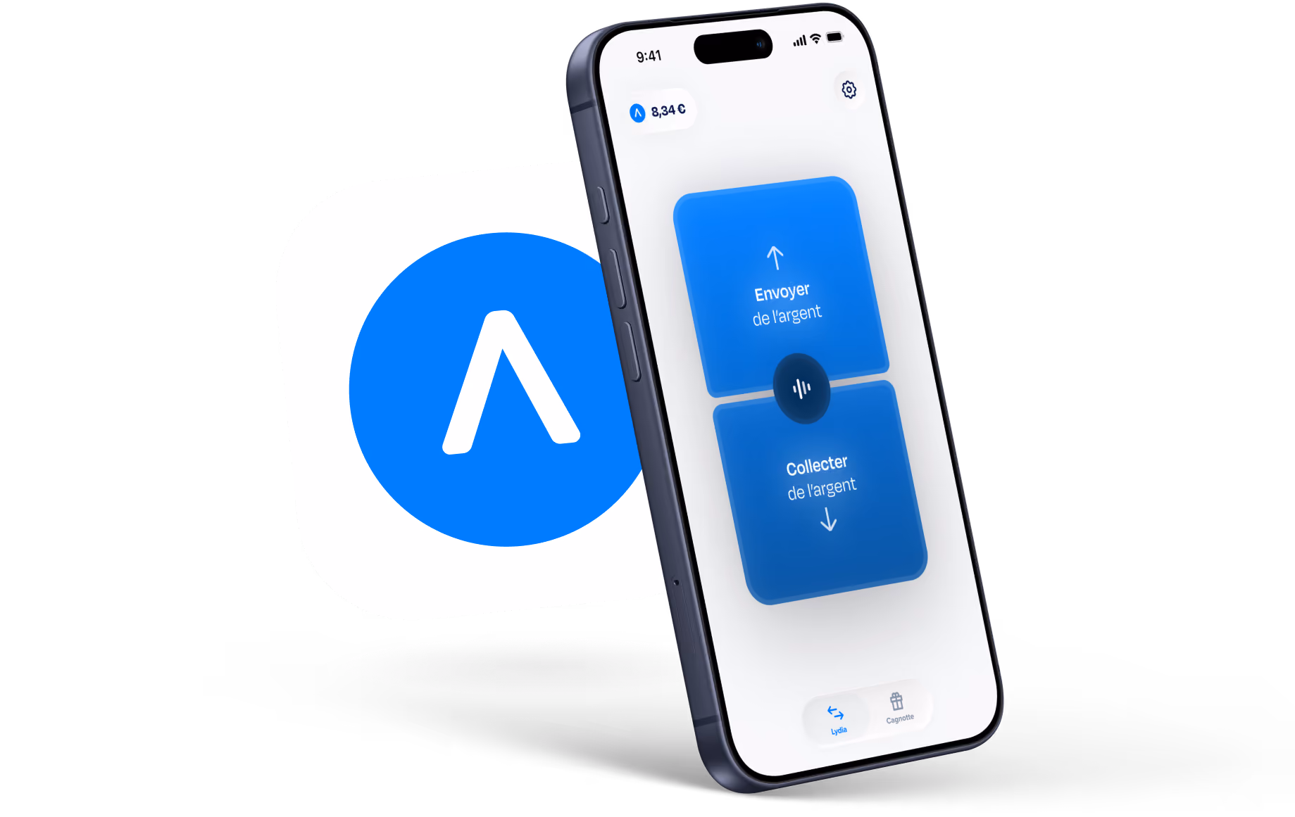 Écran d'application mobile avec clavier numérique et options Demander et Envoyer pour euros.