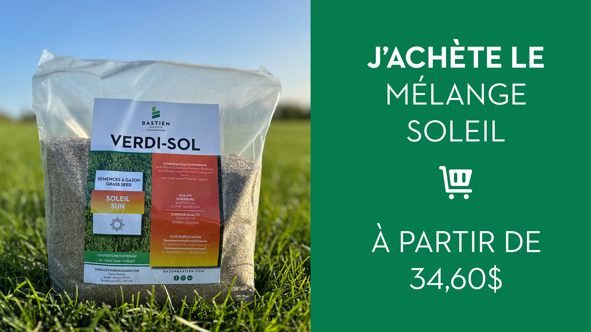 sac de semences soleil avec du texte pour acheter le produit