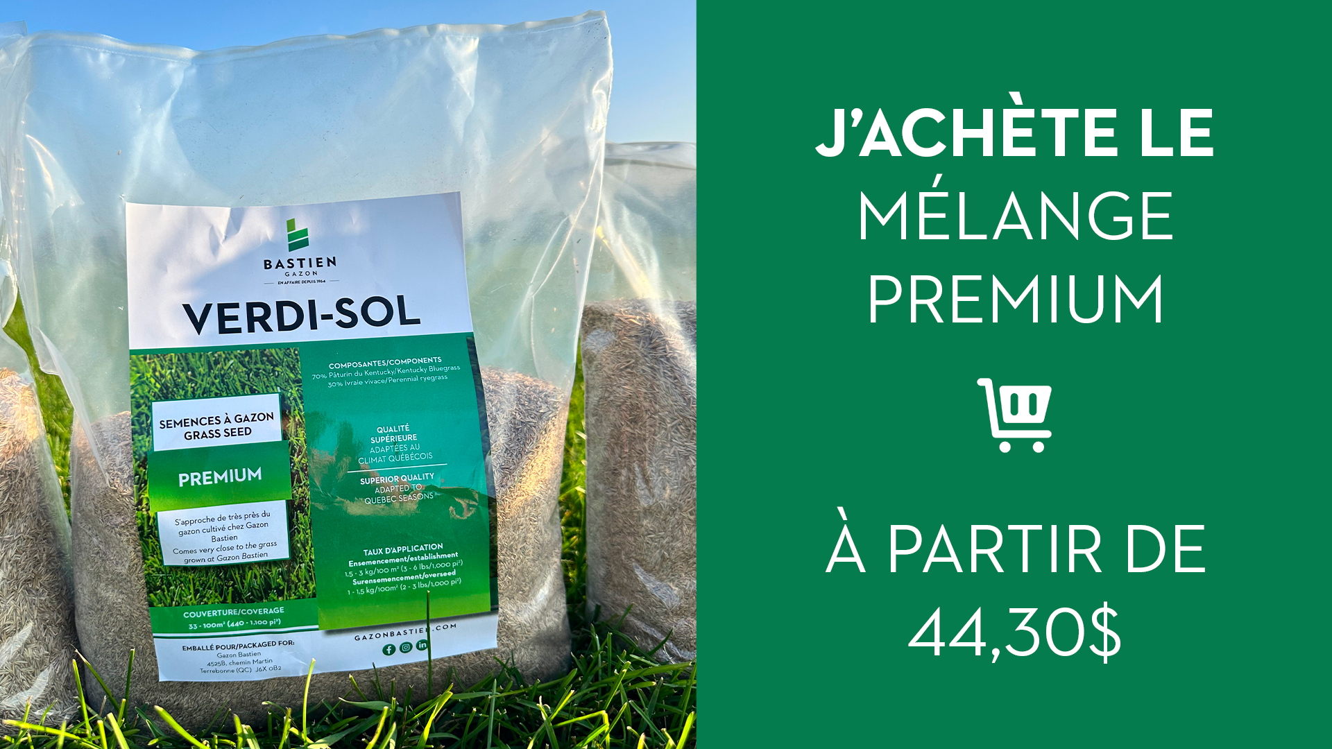 sac de semences premium avec du texte pour acheter le produit