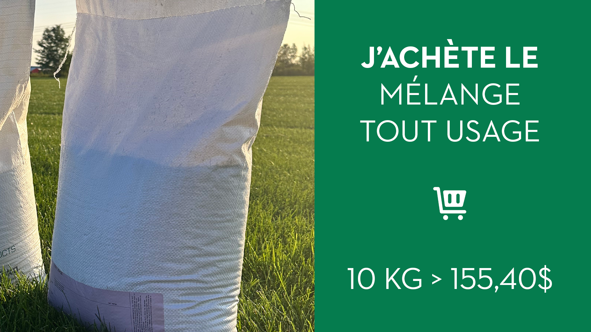 sac de semences tout usage avec du texte pour acheter le produit