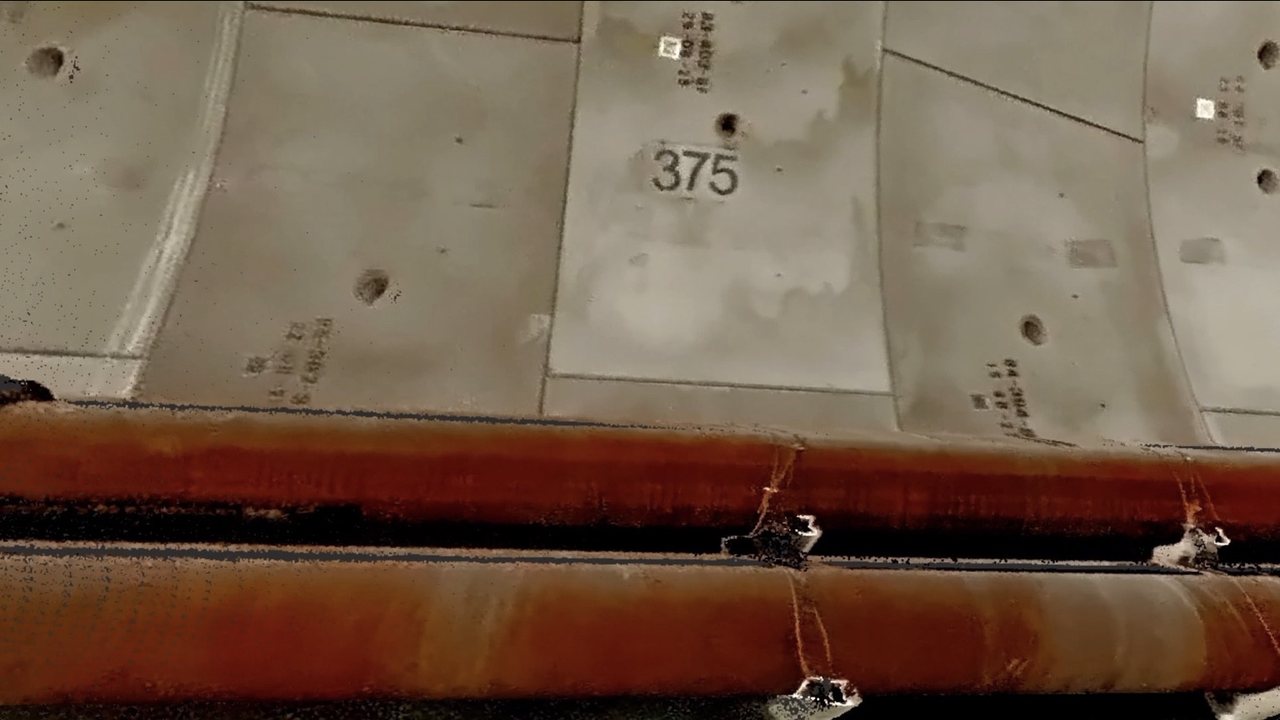 Detail ostění tunelu zachycený skenerem FJD Trion T1