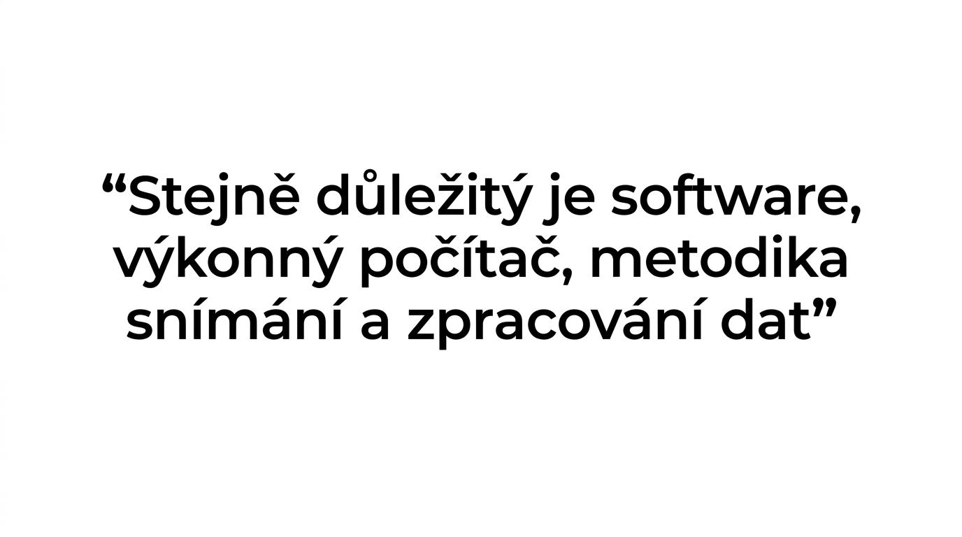 Zvýrazněný citát o tom, že samotný skener je jen část investice.