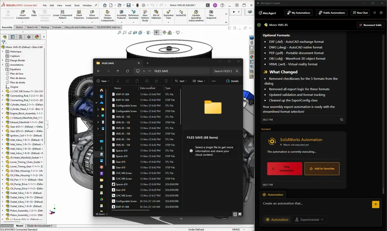 Uložená automatizace hromadného exportu v SOLIDWORKSu