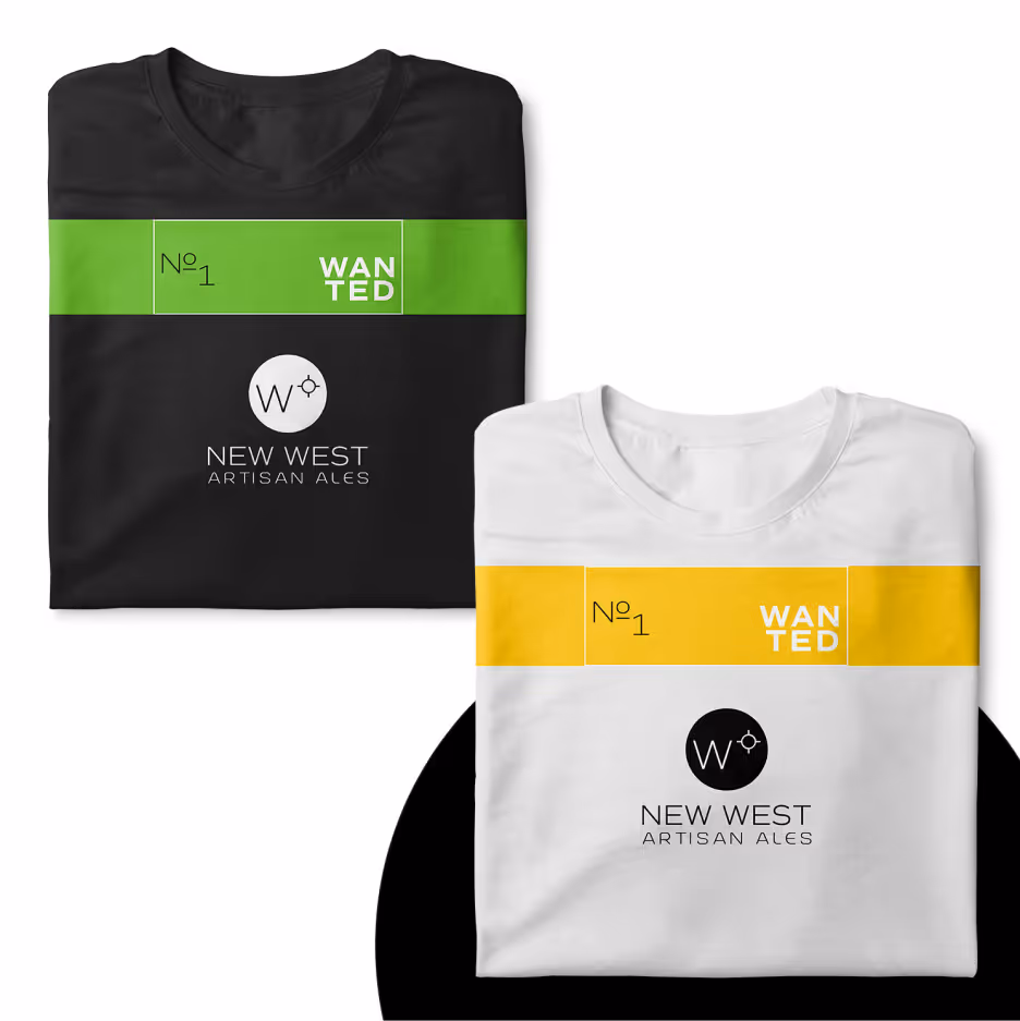 New West Artisan Ales t-shirt designs.