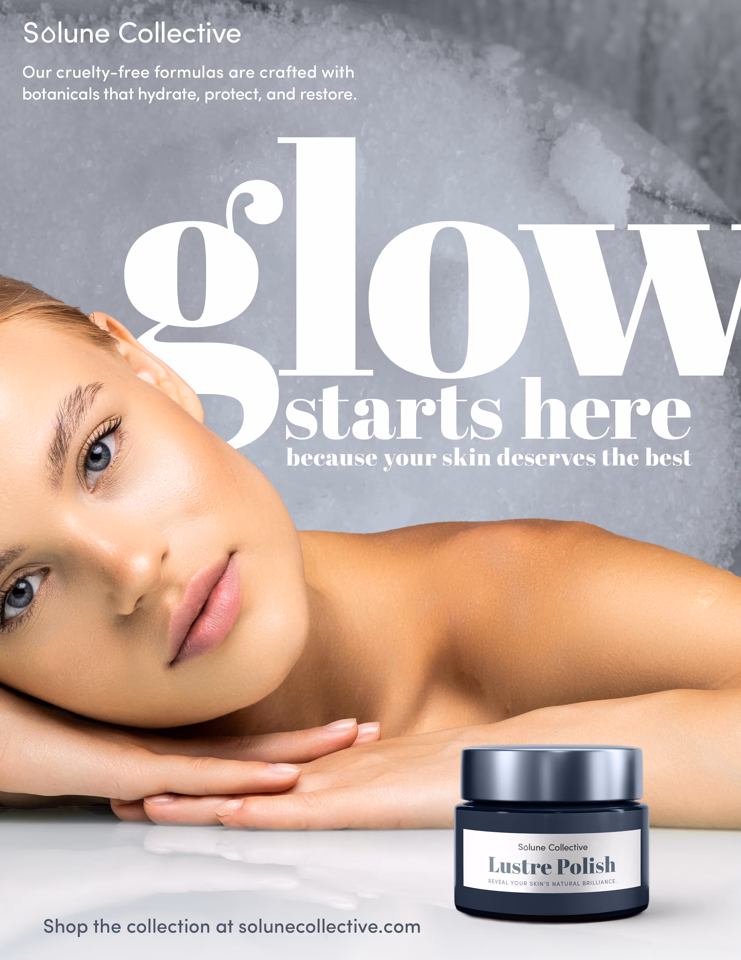 Solune Collective magazine ad showcasing their sugar scrub for women.