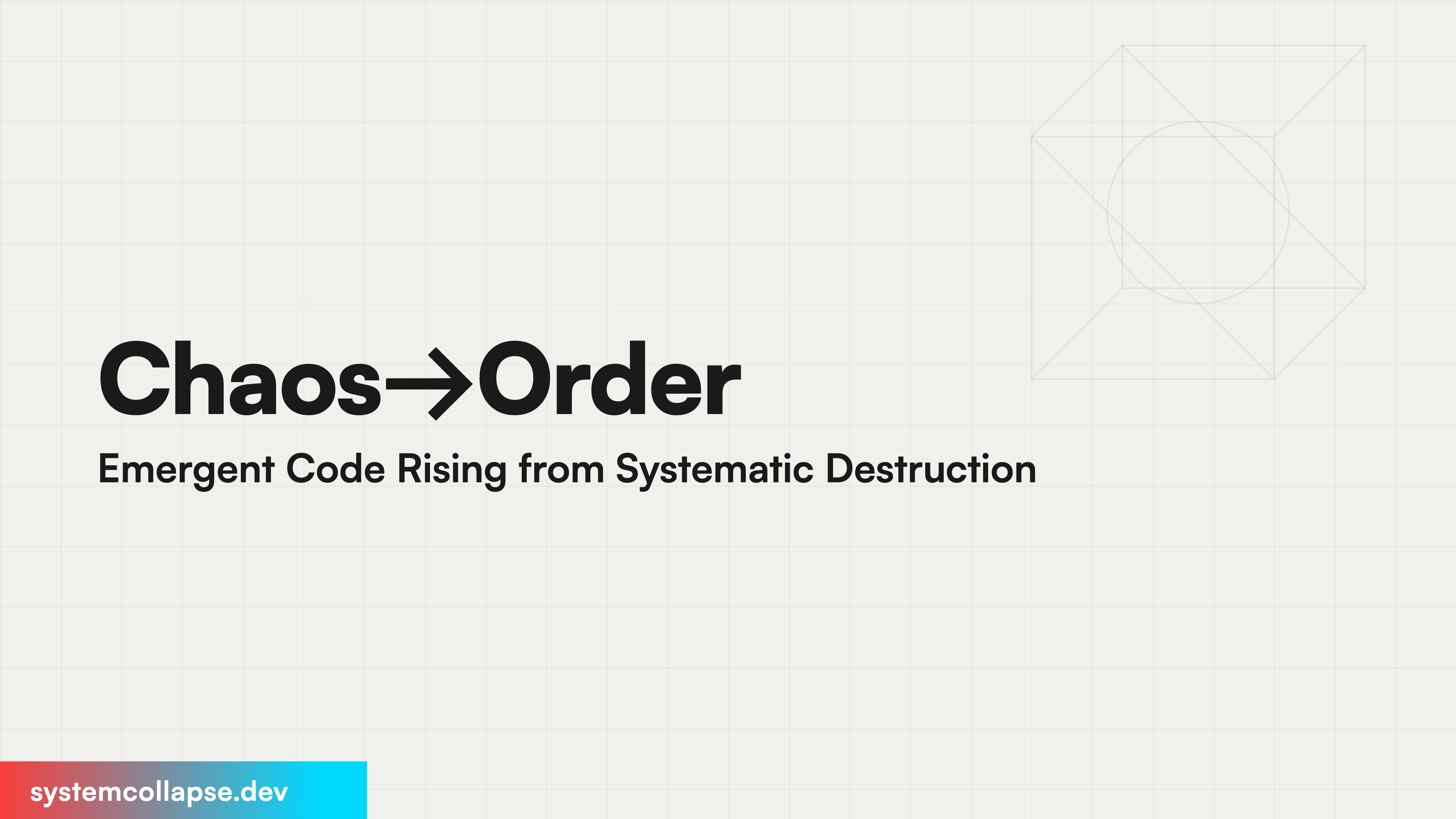 Chaos→Order Emergent Code Rising from Systematic Destruction
