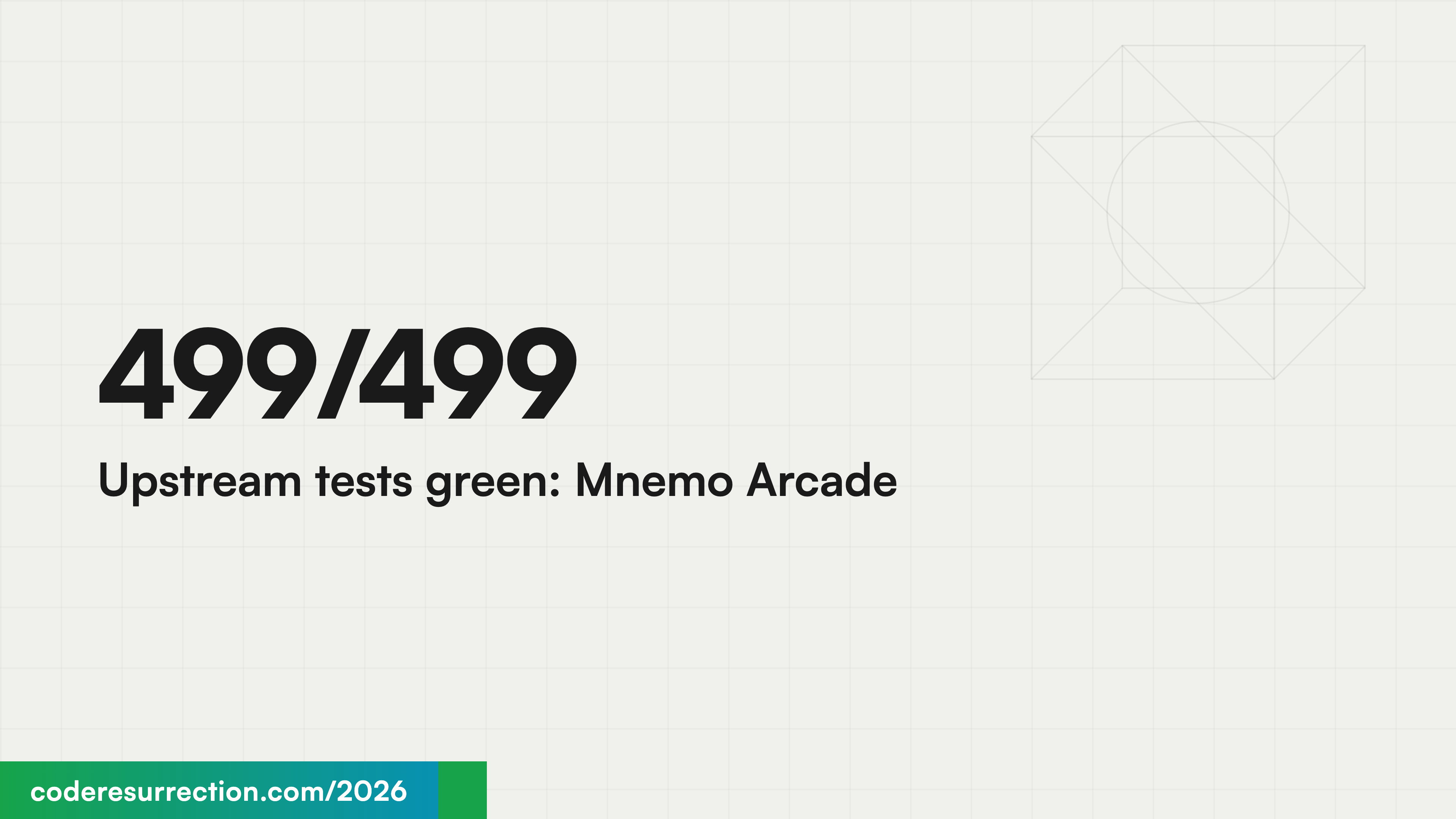 499/499 Upstream tests green: Mnemo Arcade