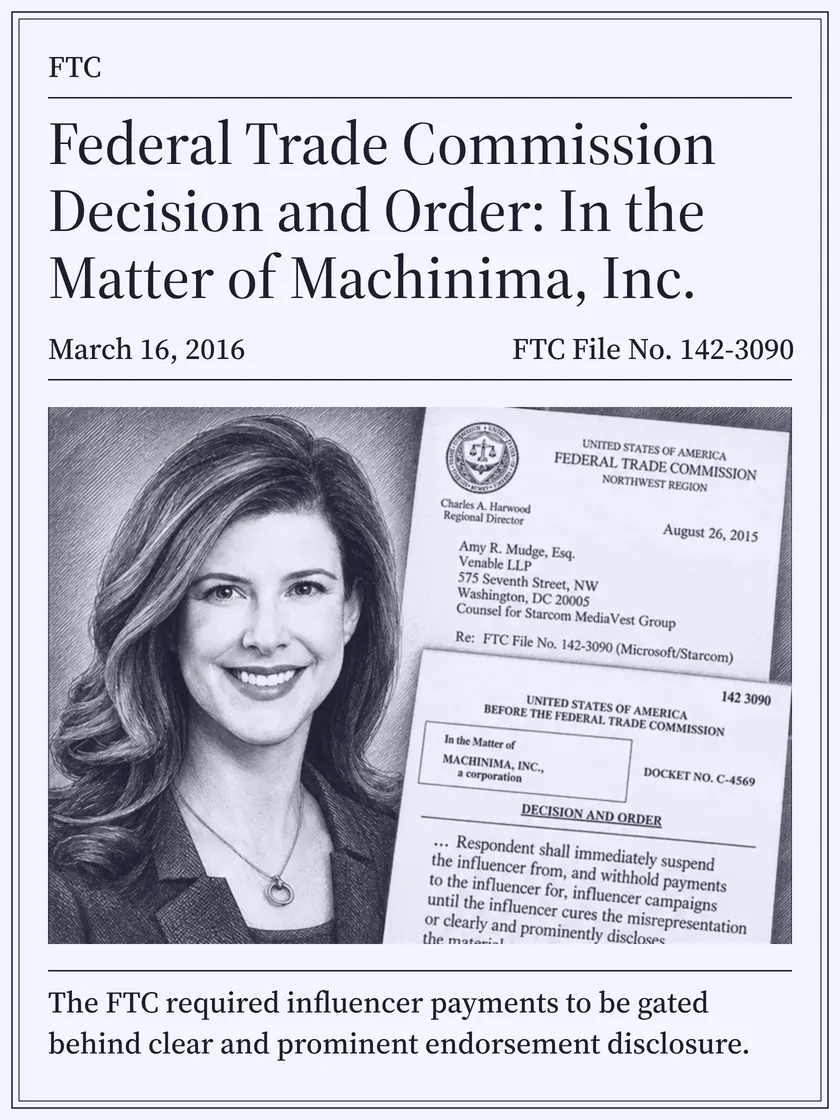 FTC Decision and Order, March 2016: In the Matter of Machinima, Inc.