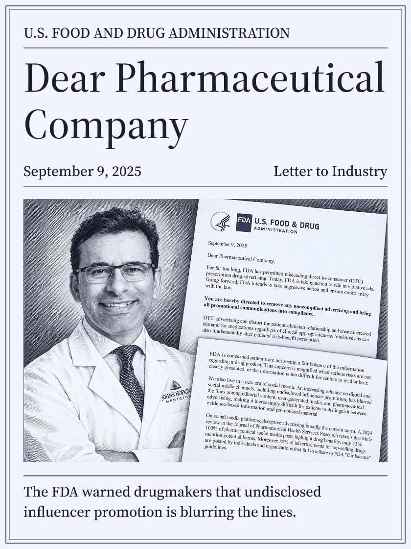 U.S. Food and Drug Administration, September 2025: Dear Pharmaceutical Company, letter to industry