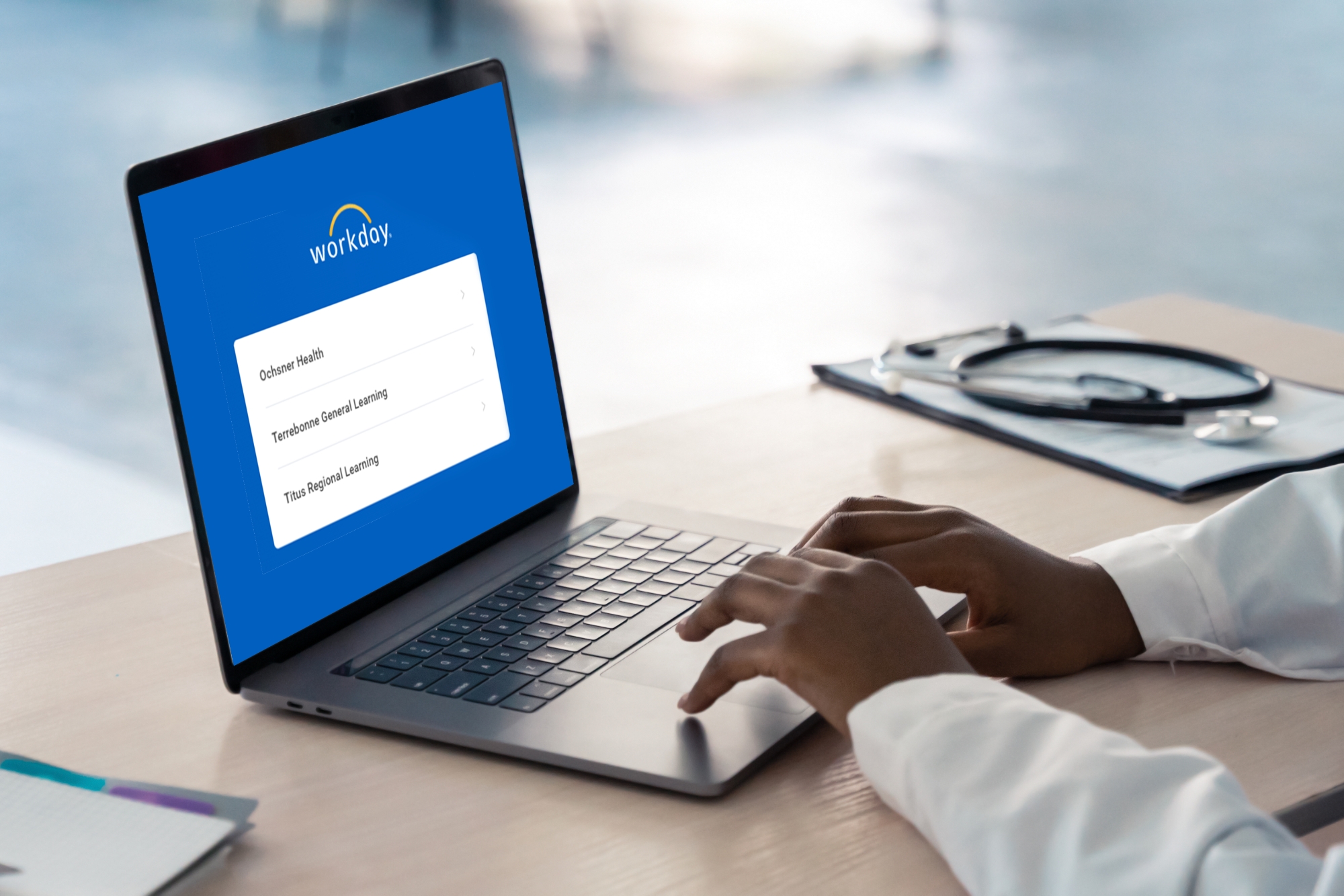 Laptop screen showing the Network Education Portal.