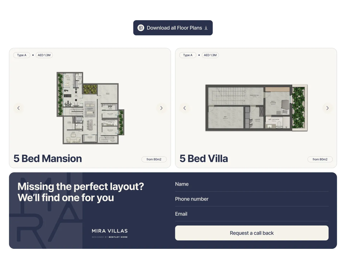 MIRA Villas by Bentley - exclusive Bentley Home villas and branded residences. Information on layouts, amenities and premium service in a project presentation format.