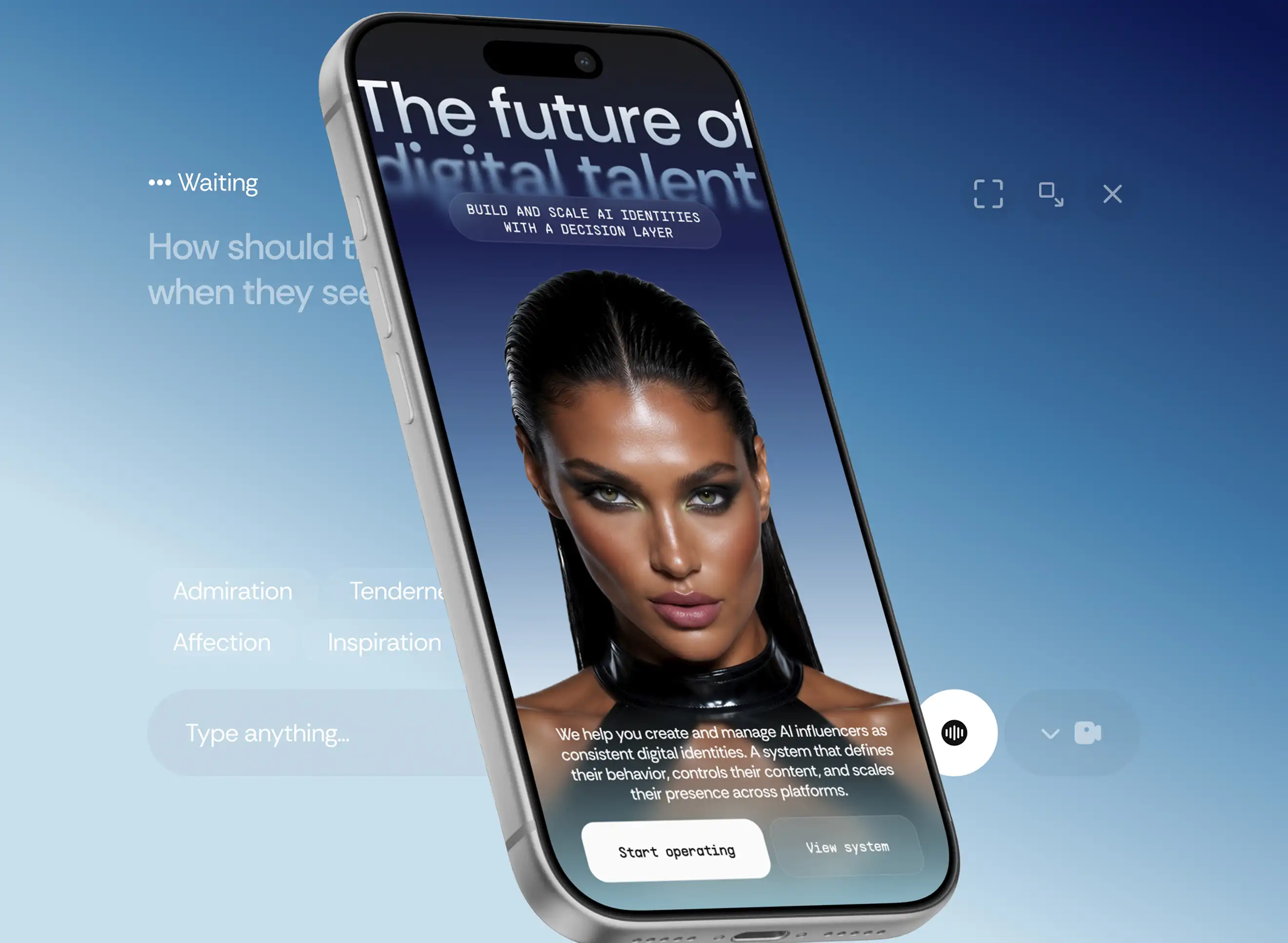 Case study for a confidential AI influencer agency. We redefined positioning into an AI identity system with new UX, IA, copy system and AI interaction layer.